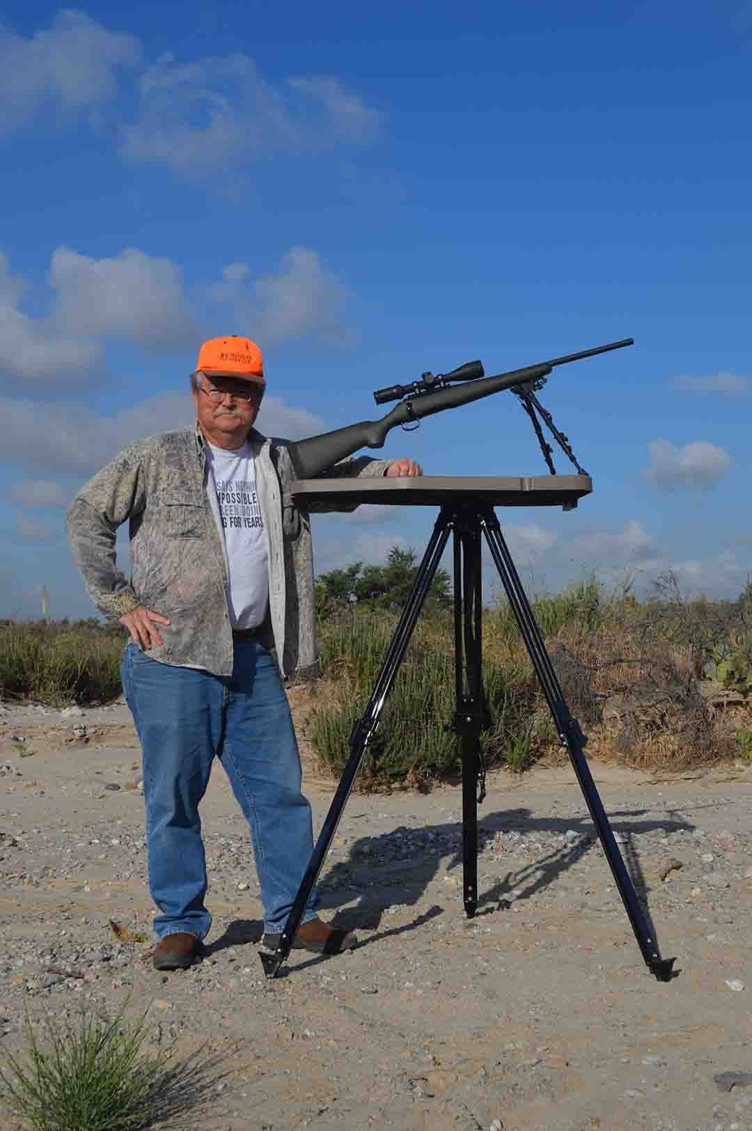 This photo shows the High-Low Shooting Table set up to about his maximum height.